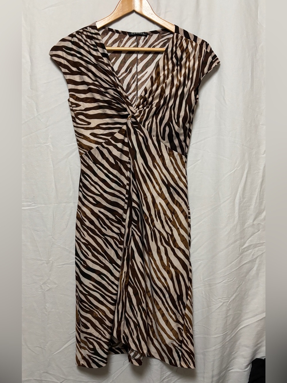 Vintage George zebra print tie top midi dress